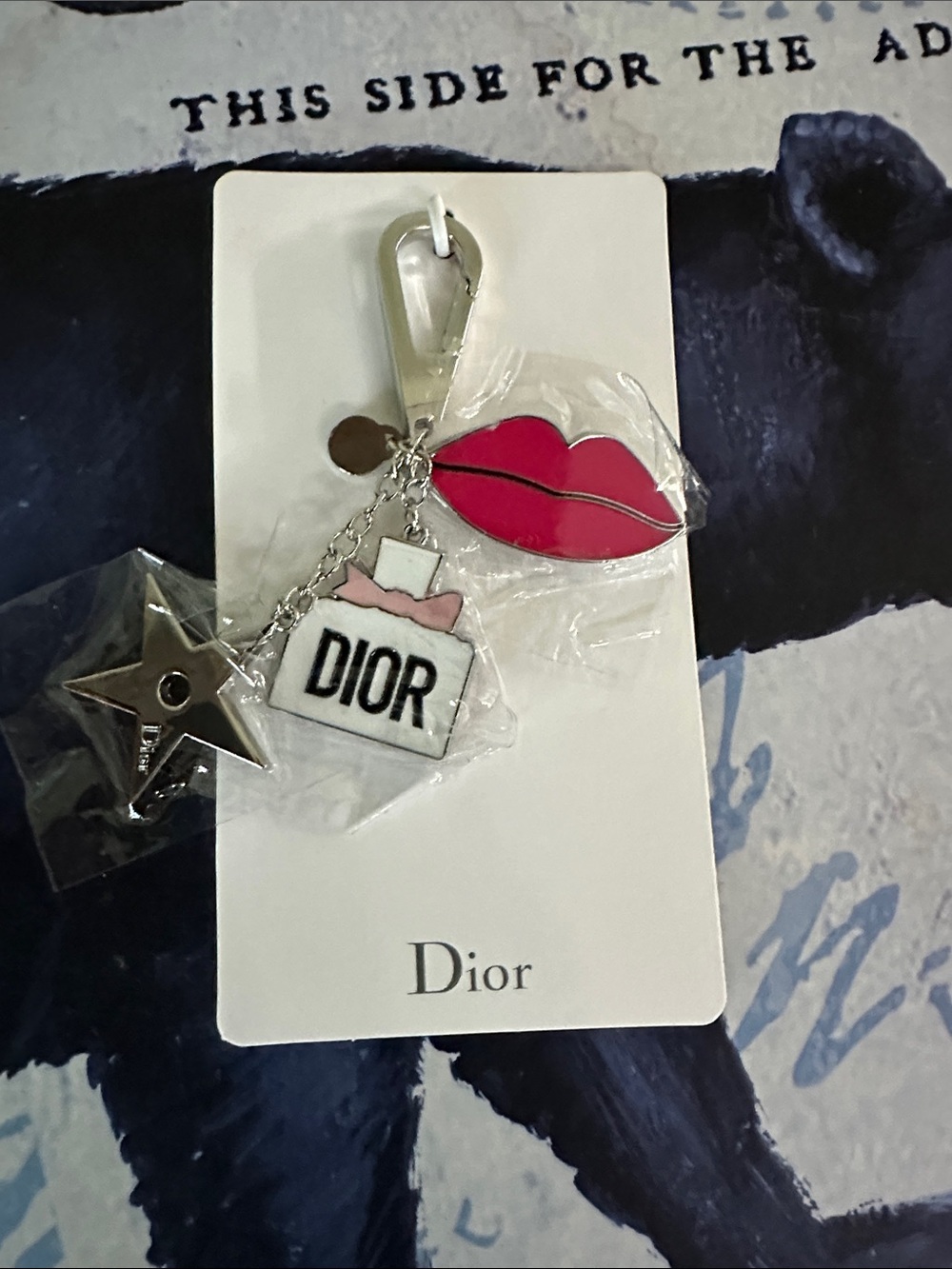 Dior Red Lip Charm Key & Card Holder with nine of spade card - Picture 8 of 9